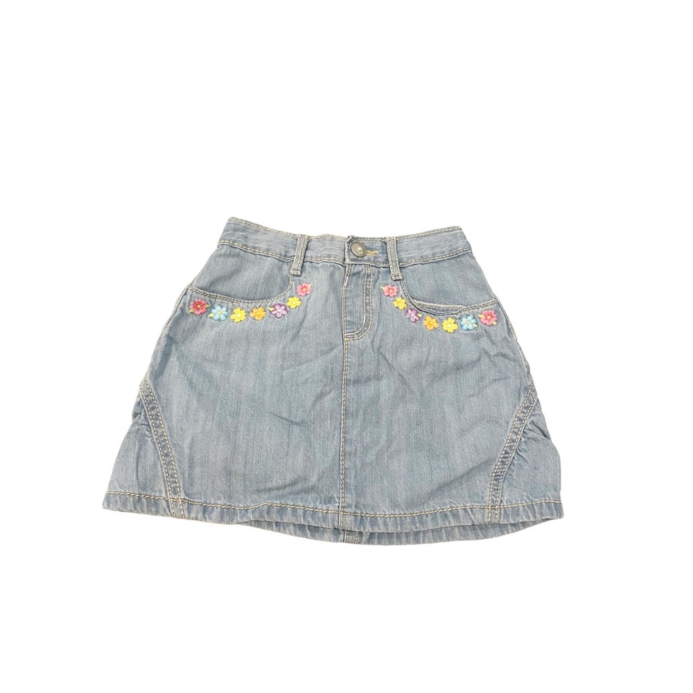Gymboree Denim Jean Floral Embroidered Skirt Size 5T